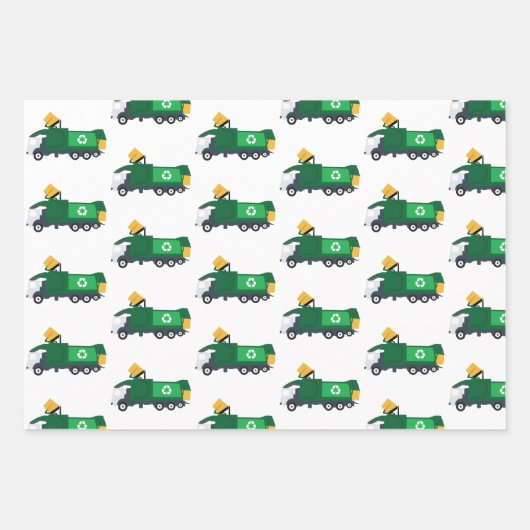 Recycelnd Müllwagen Geschenkpapier Set (Vorderseite)