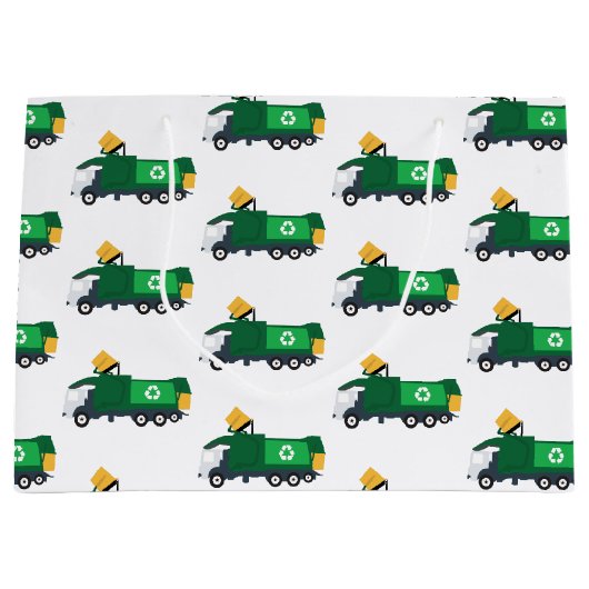 Recycelnd Müllwagen Große Geschenktüte (Vorderseite)
