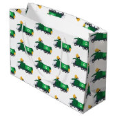 Recycelnd Müllwagen Große Geschenktüte (Rückseite Schrägansicht)