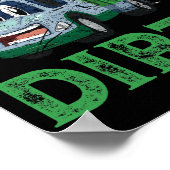 Recycelnd Müllwagen Männer fahren dreist Poster (Ecke)