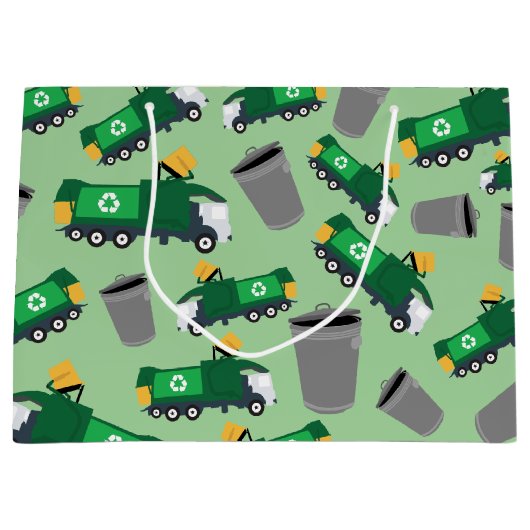 Recycelnd Müllwagen Muster Große Geschenktüte (Vorderseite)
