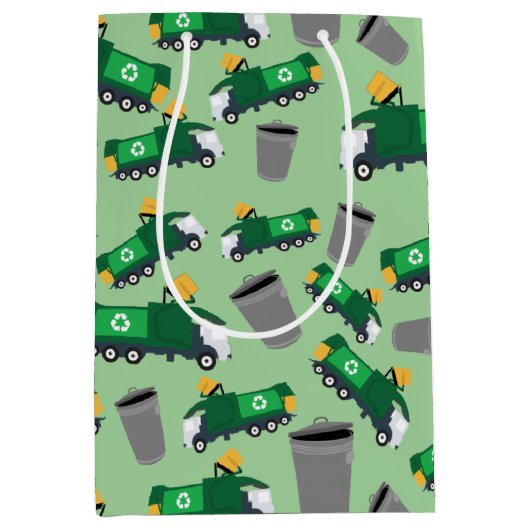 Recycelnd Müllwagen Muster Mittlere Geschenktüte (Vorderseite)