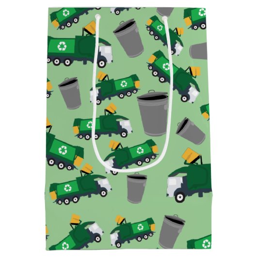 Recycelnd Müllwagen Muster Mittlere Geschenktüte (Rückseite)