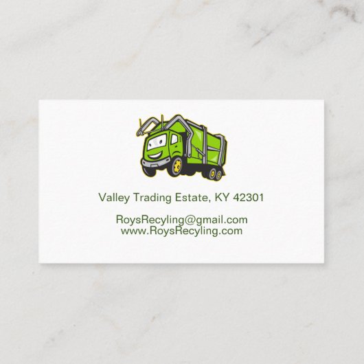 Recycelnd Müllwagen Visitenkarte (Rückseite)