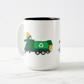 Recycelnd Müllwagen Zweifarbige Tasse (Vorderseite Links)