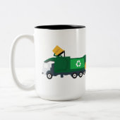 Recycelnd Müllwagen Zweifarbige Tasse (Links)