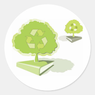 Recycelnd Papier! Rett Bäume! Runder Aufkleber