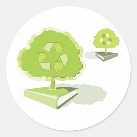 Recycelnd Papier! Rett Bäume! Runder Aufkleber (Vorderseite)
