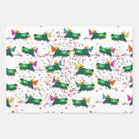 Recycelnd Party-Muster für LKW Geschenkpapier Set (Vorderseite 2)