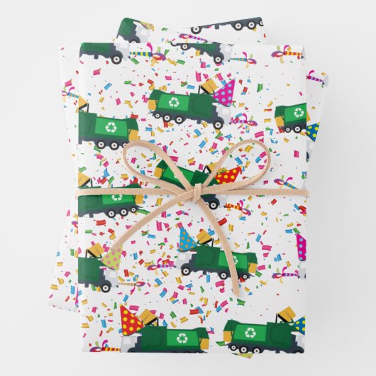 Recycelnd Party-Muster für LKW Geschenkpapier Set (Beispiel)