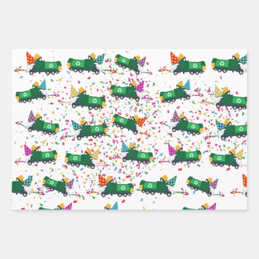 Recycelnd Party-Muster für LKW Geschenkpapier Set (Vorderseite)
