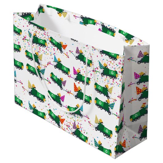 Recycelnd Party-Muster für LKW Große Geschenktüte (Rückseite Schrägansicht)