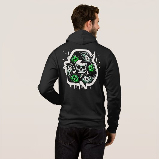 Recycelnd Signatur Skull Graffiti Hoodie (Schwarz voll)