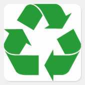 Recycelnd Symbol - grün Quadratischer Aufkleber (Vorderseite)