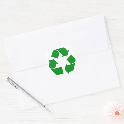 Recycelnd Symbol - grün Quadratischer Aufkleber (Umschlag)