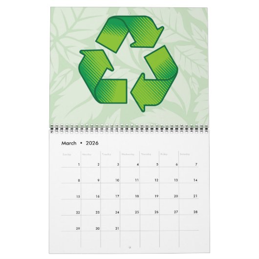 Recycelnd Symbol Kalender (Mär 2026)