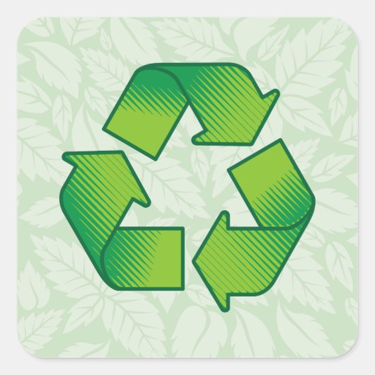 Recycelnd Symbol Quadratischer Aufkleber (Vorderseite)