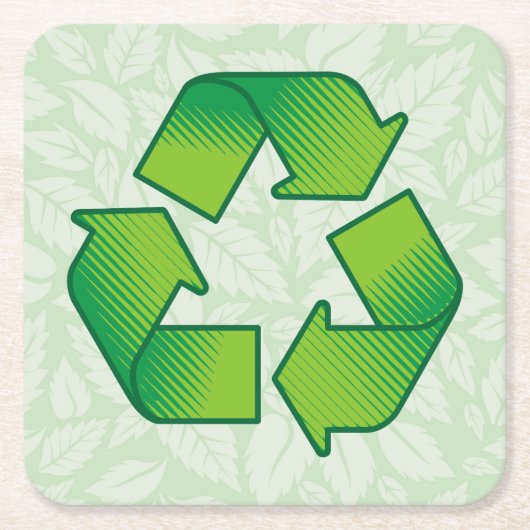 Recycelnd Symbol Rechteckiger Pappuntersetzer (Vorderseite)