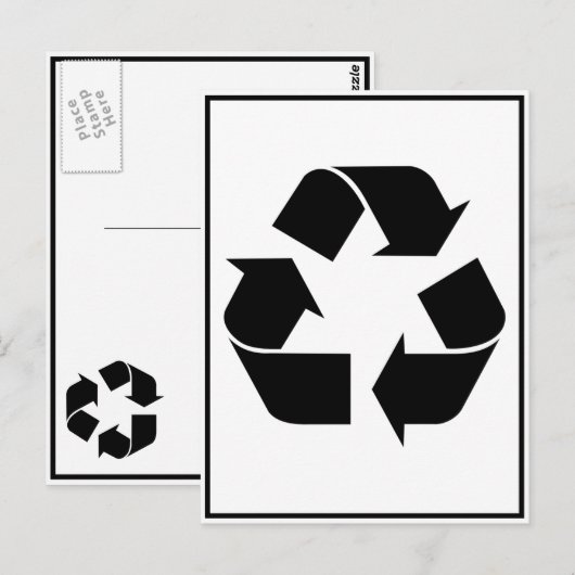 Recycelnd Symbol - Schwarz Postkarte (Vorne/Hinten)