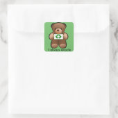 Recycelnd Teddy-Bär-Recycle-Label Quadratischer Aufkleber (Tasche)