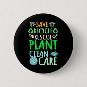 Recycelnd Umweltschützer Recycelte Earth Day Rescu Button