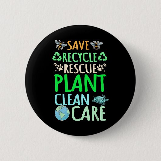 Recycelnd Umweltschützer Recycelte Earth Day Rescu Button (Vorderseite)