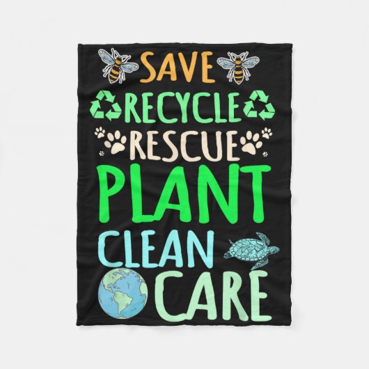 Recycelnd Umweltschützer Recycelte Earth Day Rescu Fleecedecke (Vorderseite)