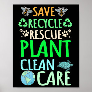 Recycelnd Umweltschützer Recycelte Earth Day Rescu Poster