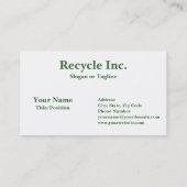 Recycelnd Unternehmen für die Wiederverwendung am  Visitenkarte (Rückseite)