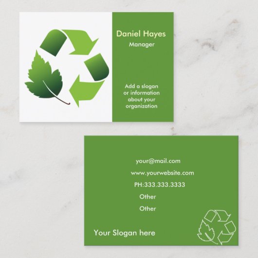 recycelnd Unternehmen Visitenkarte (Vorne/Hinten)