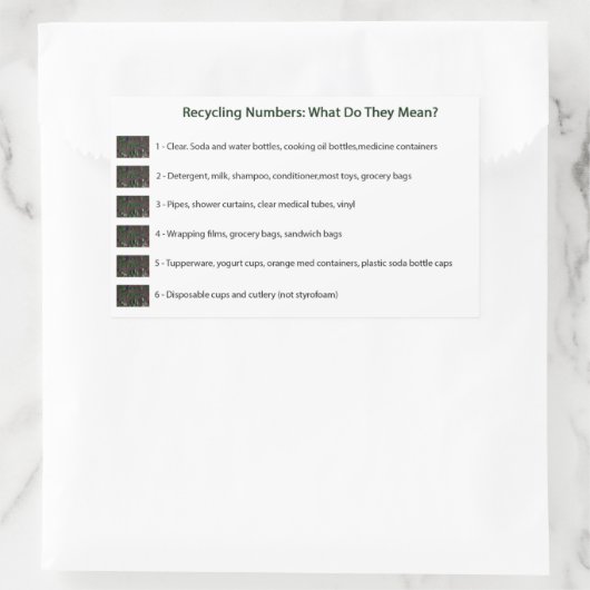 Recycelnd Zahlen (weiß) Rechteckiger Aufkleber (Tasche)