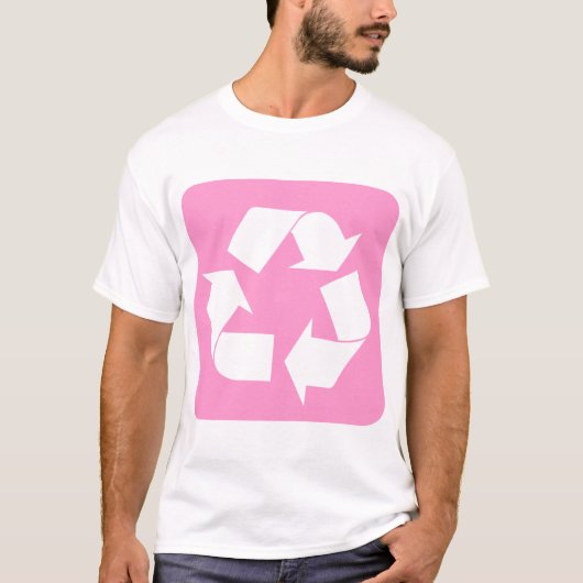 Recycelnd Zeichen - Rosa T-Shirt (Vorderseite)