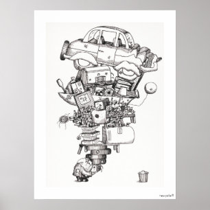 Recycle (1970) Vintag illustriert Poster