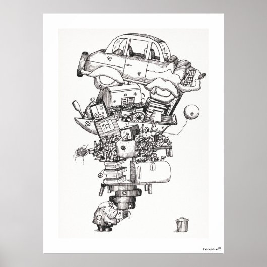 Recycle (1970) Vintag illustriert Poster (Vorne)