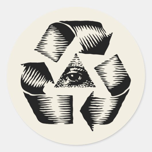 Recycle Auge Runder Aufkleber (Vorderseite)