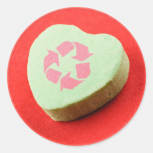 Recycle Candy Heart Runder Aufkleber