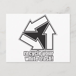 recycle deinen weißen Müll in Weiß Postkarte