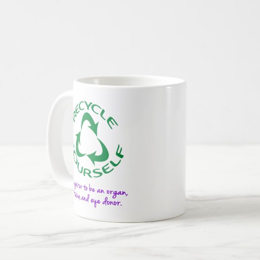 Recycle dich selbst kaffeetasse (Vorderseite Links)