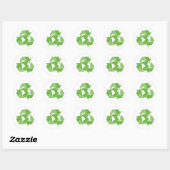 Recycle Earth Green Runder Aufkleber (Blatt)