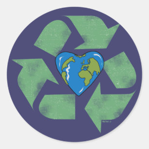 Recycle Earth Heart Aufkleber