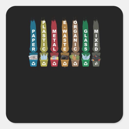 Recycle Garbage Quadratischer Aufkleber (Vorderseite)