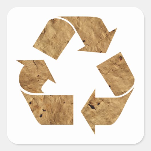 Recycle-Grunge Brown Recycelnd Symbol Quadratischer Aufkleber (Vorderseite)
