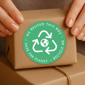 Recycle Ich wiederverwendete Packaging Save the Pl Runder Aufkleber