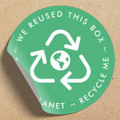 Recycle Ich wiederverwendete Packaging Save the Pl Runder Aufkleber