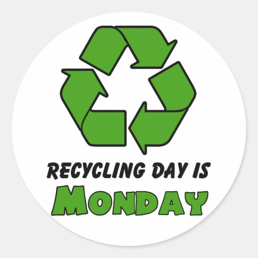 Recycle Montag Runder Aufkleber (Vorderseite)