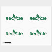 Recycle Ovaler Aufkleber (Blatt)