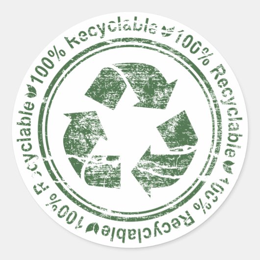 Recycle ~ Recyclingfähige Wiederverwendung Grüne E Runder Aufkleber (Vorderseite)