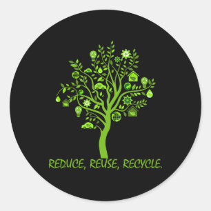 Recycle Reduce Reuse Earth Day Rett Planet Runder Aufkleber