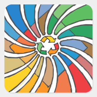 Recycle-Signatur-Kunst Quadratischer Aufkleber