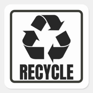 recycle Symbol schwarz Quadratischer Aufkleber
